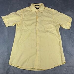 Daniel Cremieux Pale Yellow Short-Sleeve Button-Down Shirt-silk blend- Medium